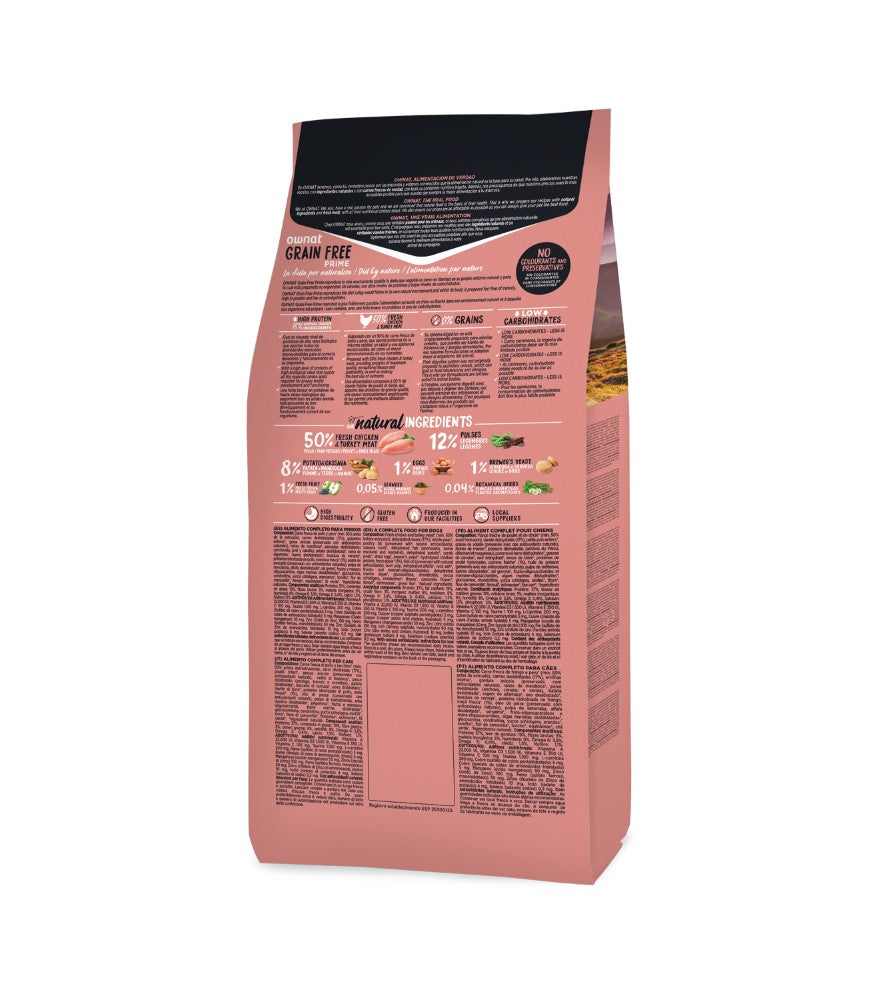 Ownat Prime Grain Free Mini Adult Chicken&Turkey pienso para perros de raza pequeña sin cereales