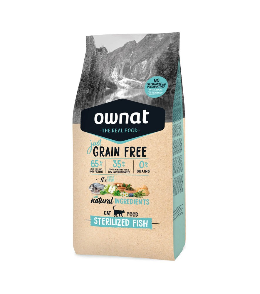 Ownat Just Grain Free Sterilized Fish pienso para gatos esterilizados de pescado sin cereales