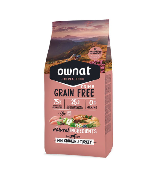 Ownat Prime Grain Free Mini Adult Chicken&Turkey pienso para perros de raza pequeña sin cereales