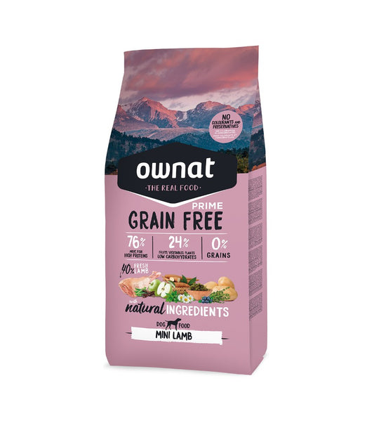 Ownat Prime Grain Free Mini Adult Lamb pienso para perros de raza pequeña de cordero sin cereales