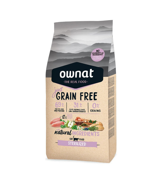 Ownat Just Grain Free Sterilizerd pienso para gatos esterilizados de pollo sin cereales